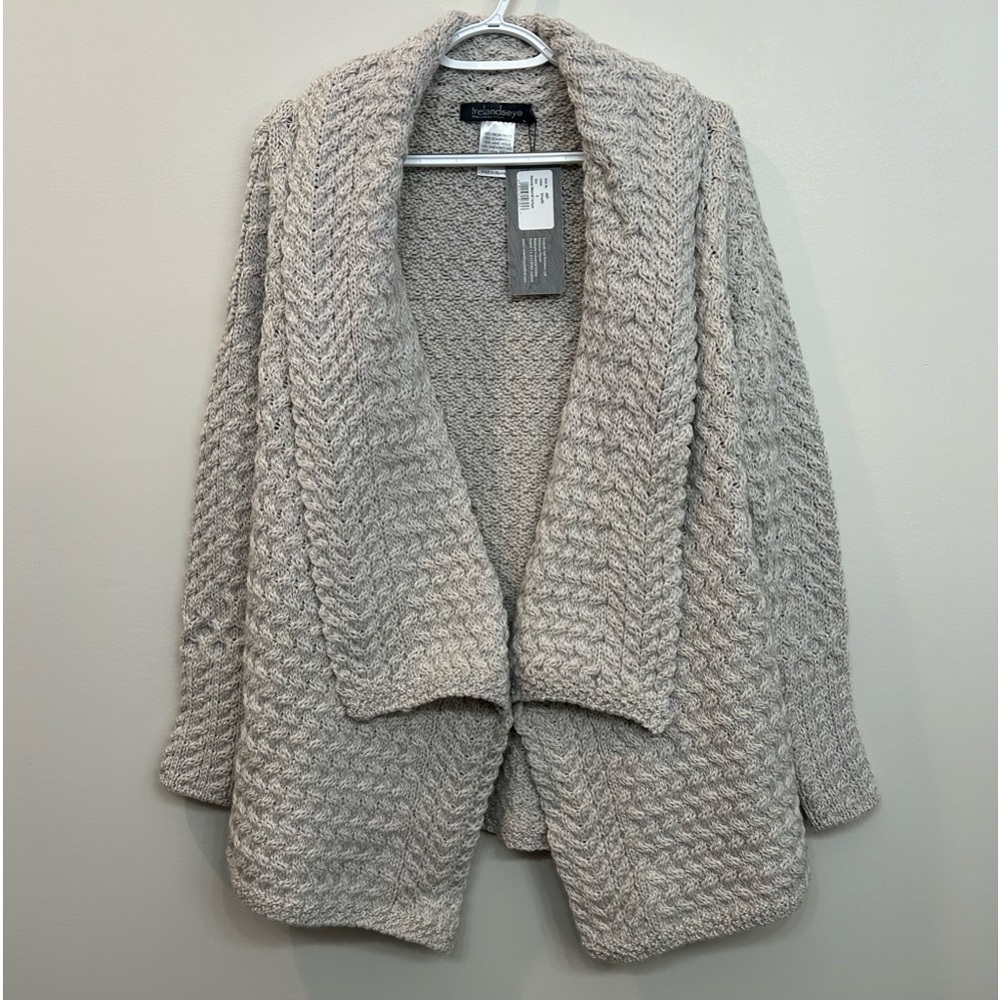 Irelands Eye Woman’s Glenross Waterfall Cardigan Fisherman Hand Knit Swe…